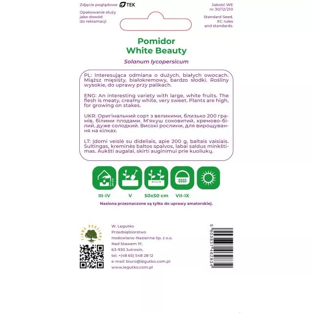 Pomidor White Beauty 0,2 g - obrazek 2