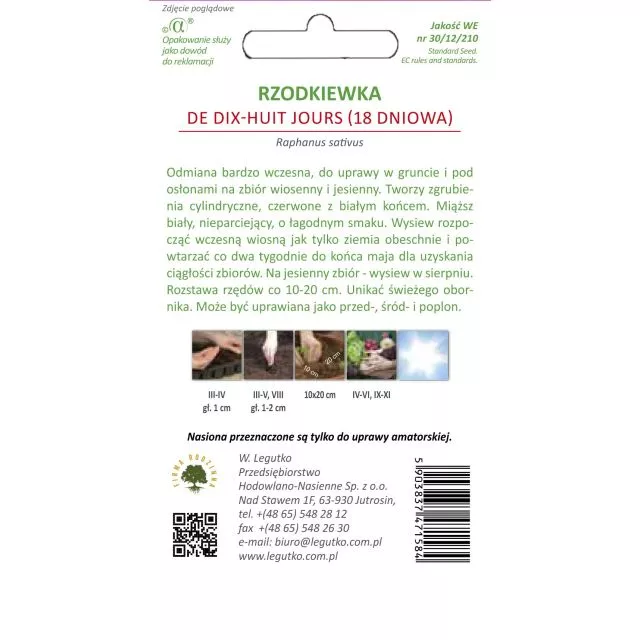 Rzodkiewka De dixhuit jours (18-dniowa) 7,5 g - obrazek 2
