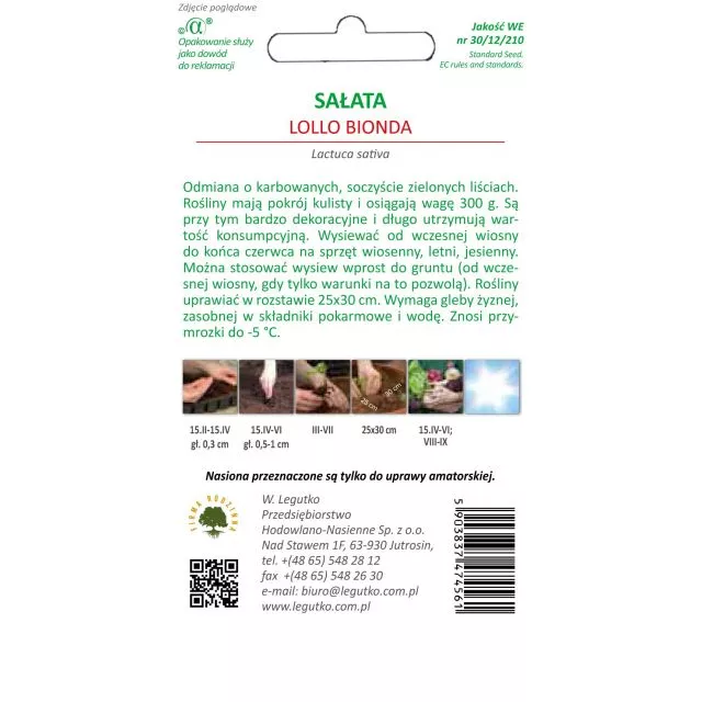 Sałata Lollo (Lollo Bionda) 1g - obrazek 2